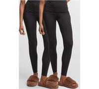 Urban Classics Damen Ladies Natural Fibre Leggings 2-Pack TB7676A Black+Black-S