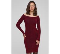 Urban Classics Damen TB6144-Ladies Off Shoulder Longsleeve Glitter Dress Kleid, Burgundy, XL