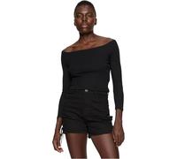 Urban Classics Damen T-Shirt Off-Shoulder Rib Longsleeve Schwarz 3XL