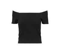 Urban Classics Damen T-Shirt Off-Shoulder Rib Tee – Schwarz – 97% Baumwolle, 3% Elastan – M