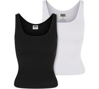 Urban Classics Damen Ladies Organic Basic Rib Top 2-Pack TB6870A Black+White-M