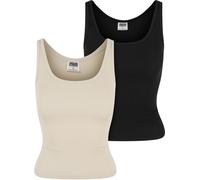 Tanktop URBAN CLASSICS "Urban Classics Ladies Organic Basic Rib Top 2-Pack", Damen, Gr. 3XL, sandweiß, schwarz, 95% Baumwolle (Bio), 5% Elasthan, unifarben, skinny fit, Tops Tanktop (82426557-XXXL) sa