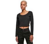 Urban Classics Ladies Organic Wide Neck Cropped Longsleeve in Gr. 4XL in Schwarz