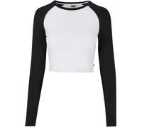 Urban Classics Damen Ladies Organic Cropped Retro Baseball Longsleeve White/Black-XL