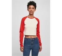 Urban Classics Damen Ladies Organic Cropped Retro Baseball Longsleeve Whitesand/Hugered-3XL