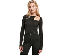 Kurzarmshirt URBAN CLASSICS "Urban Classics Damen Ladies Organic Cut Out Longsleeve Body", Damen, Gr. XL, schwarz, 95% Baumwolle, 5% Elasthan, unifarben, slim fit, Rundhals, Shirts (51117549-XL) schwa