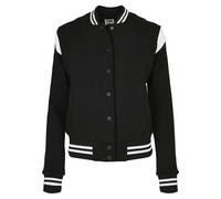 Urban Classics Damen Ladies Organic Inset College Sweat Jacket Jacken, Black/White, L