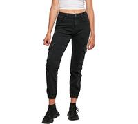 Stoffhose URBAN CLASSICS "Urban Classics Damen Ladies Organic Stretch Denim Cargo Pants" Gr. 28, Normalgrößen, schwarz (blackwashed) Damen Hosen (28621214-28) blackwashed