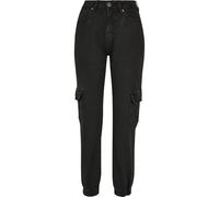 Urban Classics Damen Ladies Organic Stretch Denim Cargo Pants Black Washed-34