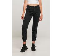 Urban Classics Damen Ladies Organic Stretch Denim Cargo Pants Black Washed-34