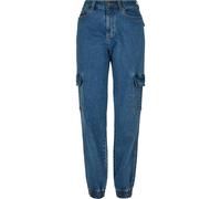 Urban Classics Ladies Organic Stretch Denim Cargo Pants in Gr. 27 in Blau
