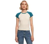 Urban Classics Damen T-Shirt TB5075 – Bio-Stretch, kurzes Retro-Baseball-Shirt – whitesand/Jasper, S