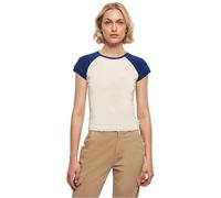 Urban Classics Damen Ladies Organic Stretch Short Retro Baseball Tee whitesand/spaceblue, M