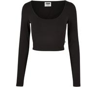 Urban Classics Damen Ladies Organic Cropped Longsleeve T-Shirt, Schwarz, 4XL EU
