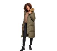 Urban Classics Damen Ladies Oversize Faux Fur Puffer Coat Jacke,per Pack Mehrfarbig (Darkolive/beige 01481),X-Small (Herstellergröße:XS)