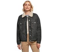 Urban Classics Women's Ladies Oversized Sherpa Denim Jacket Jacke, Black Washed, M