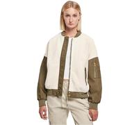 Urban Classics Damen Ladies Oversized Sherpa Mixed Bomber Jacket whitesand/Darkolive, XXL