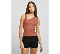 Urban Classics Damen Top Ladies Rib Knit Asymmetric Top Terracotta L