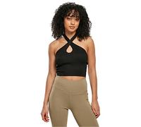 Urban Classics Damen Shirt Ladies Rib Knit Crossed Neckholder Top Black-XL