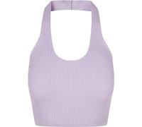 Urban Classics Ladies Rib Knit Crossed Neckholder Top in Gr. S in Violet