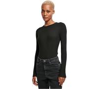 Longsleeve URBAN CLASSICS "Urban Classics Damen Ladies Rib Knit Longsleeve Body", Damen, Gr. 4XL, schwarz, 35% Polyacryl, 35% Viskose, 30% Polyamid, unifarben, slim fit, Rundhals, Shirts (55836542-4XL