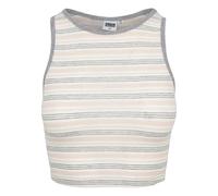 Urban Classics Damen Ladies Rib Stripe Cropped Top Top, per pack Mehrfarbig (pink/white/grey 01313), Medium (Herstellergröße: M)