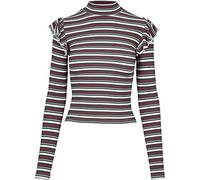 Urban Classics Damen Ladies Rib Striped Volant Turtleneck L/S Langarmshirt, per Pack Mehrfarbig (White/Green/firered 01316), XXX-Large (Herstellergröße: 3XL)