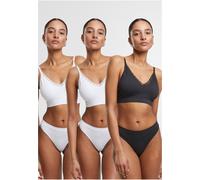 Panty URBAN CLASSICS "Urban Classics Ladies Rip Tanga 3-Pack", Damen, Gr. S, weiß, weiß, schwarz, 92% Nylon, 8% Elasthan, unifarben, Unterhosen Panty (99148930-S) weiß, weiß, schwarz