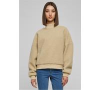 Sweater URBAN CLASSICS "Urban Classics Damen Ladies Sherpa Crewneck", Damen, Gr. M, beige (wetsand), 100% Polyester, unifarben, Langarm, Sweatshirts (19651559-M) wetsand