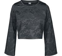 Urban Classics Damen Ladies Short Jacquard Camo L/S Langarmshirt, per Pack Schwarz (Black camo 00777), Large (Herstellergröße: L)