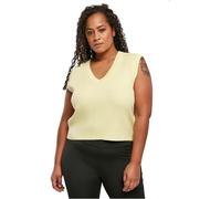 Urban Classics Rundhalspullover Ladies Short Knittd Slip On – Damen V-Ausschnitt softgelb XXL