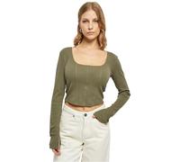 Urban Classics Damen Ladies Short Rib Corsage Longsleeve T-Shirt, Olive, M EU