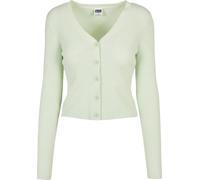 Strickjacke URBAN CLASSICS "Urban Classics Damen Ladies Short Rib Knit Cardigan", Damen, Gr. 3XL, lightmint, 35% Polyacryl, 35% Viskose, 30% Polyamid, unifarben, V-Ausschnitt, Strickjacken Strickjacke