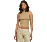 Tanktop URBAN CLASSICS "Urban Classics Damen Ladies Short Rib Knit Turtleneck Top", Damen, Gr. XS, unionbeige, 35% Polyacryl, 35% Viskose, 30% Polyamid, unifarben, slim fit, Tops Tanktop (77923428-XS)