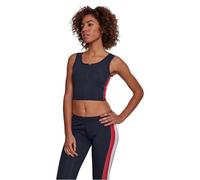 URBAN CLASSICS Tanktop »Ladies Side Stripe Cropped Zip Top«, navy-feuerrot-weiß