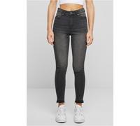 Urban Classics Damen Ladies Skinny High Waist Open Hem Jeans TB6865 Black Washed-26