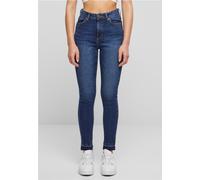 Urban Classics Skinny Open Hem Hochtaillierte Jeans 31 Dark Blue Washed
