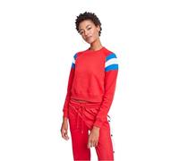 Sweatshirt URBAN CLASSICS "Urban Classics Damen Ladies Sleeve Stripe Crew", Damen, Gr. XS, firerot, brightblau, weiß, 63% Baumwolle, 37% Polyester, Rundhals, Sweatshirts Sweatshirt (91452326-XS) firer