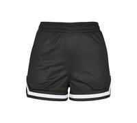 Stoffhose URBAN CLASSICS "Urban Classics Damen Ladies Stripes Mesh Hot Pants", Damen, Gr. 3XL, US-Größen, schwarz-weiß (schwarz), 100% Polyester, gestreift, normal, Hosen Stoffhose (63110824-XXXL) sch