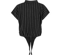 Klassische Bluse URBAN CLASSICS "Urban Classics Ladies Structured Striped Tied Blouse", Damen, Gr. 3XL, schwarz, sanftes weiß, 92% Polyester, 6% Viskose, 2% Elasthan, Blusen (70671510-XXXL) schwarz, s