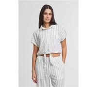 Urban Classics Damen Ladies Structured Striped Tied Blouse TB7474 Offwhite/Black-M