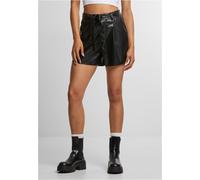 Shorts URBAN CLASSICS "Urban Classics Ladies Synthetic Leather Shorts", Damen, Gr. 28, Normalgrößen, schwarz, 100% Kunststoff, unifarben, skinny fit, Hosen Shorts (93017269-28) schwarz