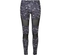 Urban Classics Damen Ladies Tech Mesh AOP Leggings Blackuniverse-2XL