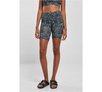 Radlerhose URBAN CLASSICS "Urban Classics Damen Ladies Tie Dye High Waist Cycle Shorts", Gr. S, US-Größen, schwarz, weiß, 94% Polyester, 6% Elasthan, skinny fit, Hosen Radlerhose (96965526-S) schwarz,