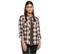 Langarmhemd URBAN CLASSICS "Urban Classics Damen Ladies Turnup Checked Flanell Shirt" Gr. 3XL, US-Größen, pink (pink, brown) Damen Hemden (23012506-XXXL) pink, brown