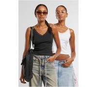 Urban Classics Damen Ladies V-Neck Lace Top 2-Pack TB7514A Black-XL