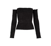 Urban Classics Damen Ladies Velvet Cold Shoulder Smoke L/S Langarmshirt, per Pack Schwarz (Black 00007), X-Small (Herstellergröße: XS)