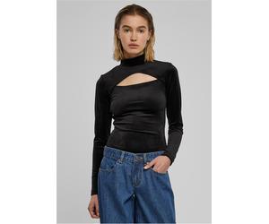 Urban Classics Damen Ladies Velvet Cut-Out Turtleneck Body Black-XS