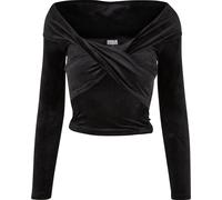 Urban Classics Damen Ladies Velvet Rib Crossed Off Shoulder Longsleeve Black-L