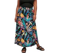 Urban Classics Damen Ladies Viscose Midi Skirt Blackfruity-5XL